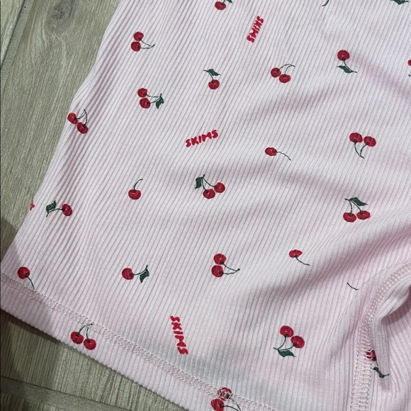 Skims X Lana Del Ray Cherry Blossom Cotton Ribbed Boxer Shorts Pjs Sz M Rare - Picture 3 of 11